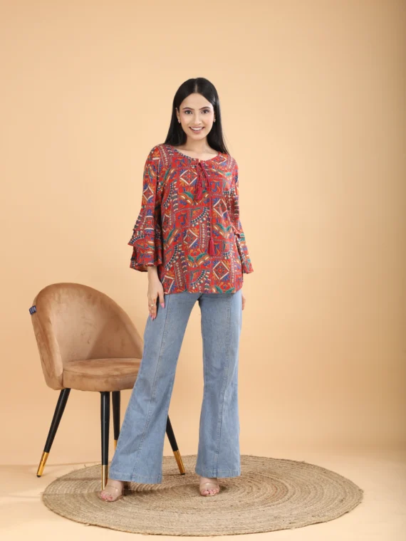Cotton Bohemian Abstract Printed Top