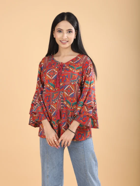 Cotton Bohemian Abstract Printed Top