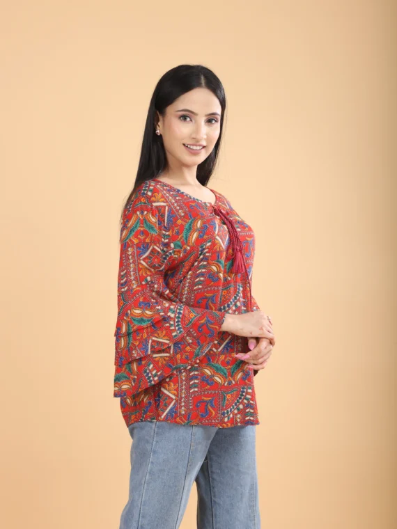 Cotton Bohemian Abstract Printed Top