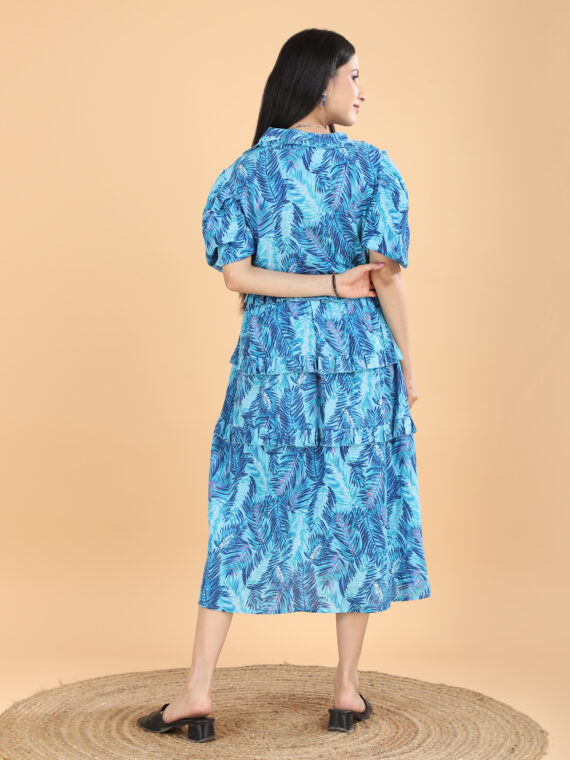 Cotton women's blue floral dress