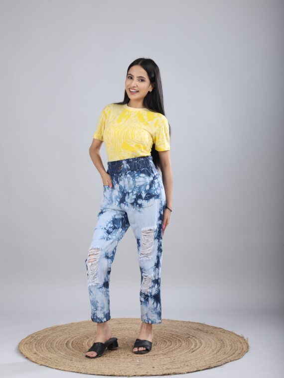 Tie-Dye Distressed Denim Jeans