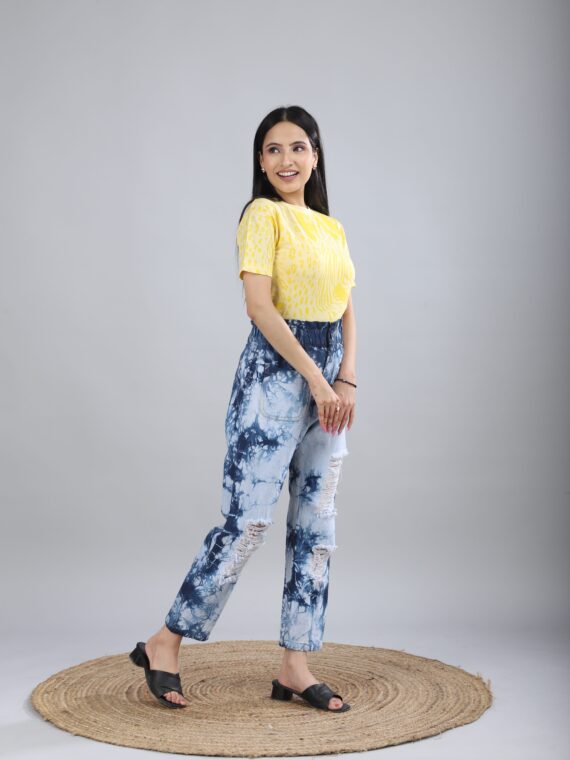 Tie-Dye Distressed Denim Jeans