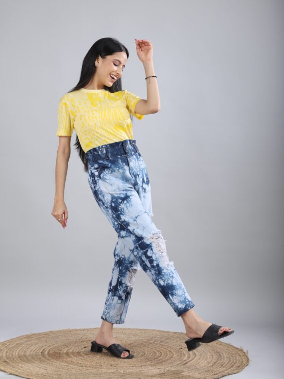 Tie-Dye Distressed Denim Jeans