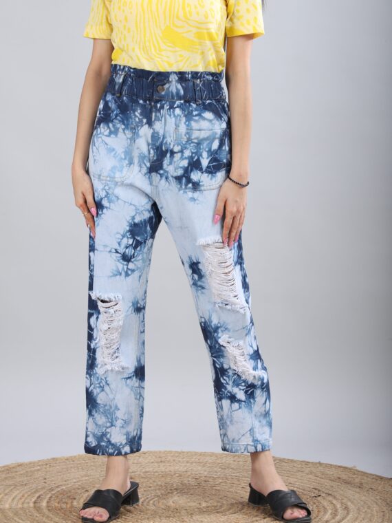 Tie-Dye Distressed Denim Jeans