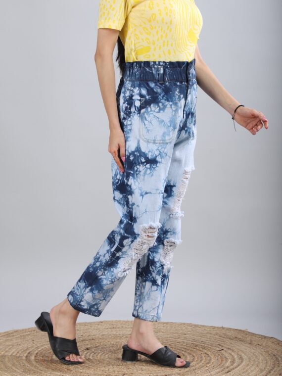 Tie-Dye Distressed Denim Jeans