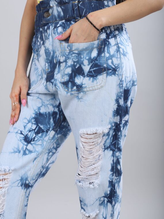 Tie-Dye Distressed Denim Jeans